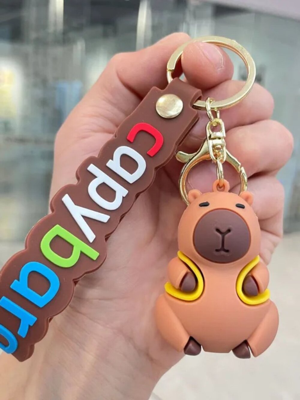 3/$35 NWT Cute 3D Capybara Keychain Silicone Wristlet Bag Charm Kawaii